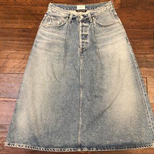 Citizen of Humanity Cecilia Pleated Denim Midi Circle Skirt